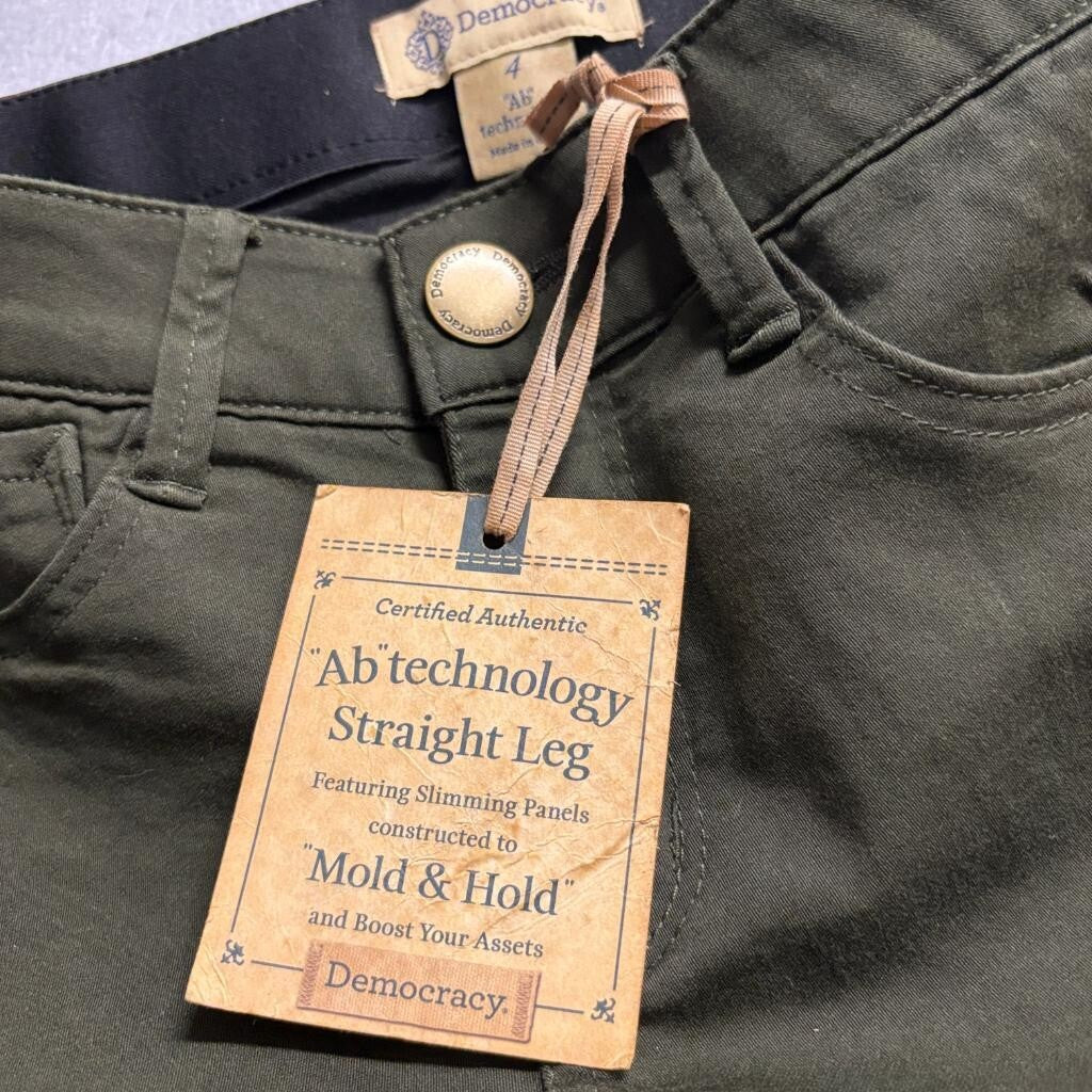 Democracy Ab Technology Straight Leg Pants Womens 4 Olive Green Slimming Mold