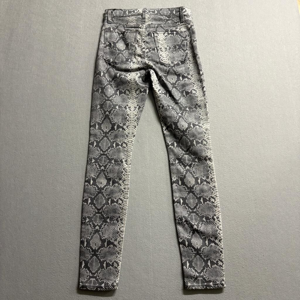 Hudson Jeans Womens 24 Gray Black Snakeskin Print High Rise Skinny Denim Pants