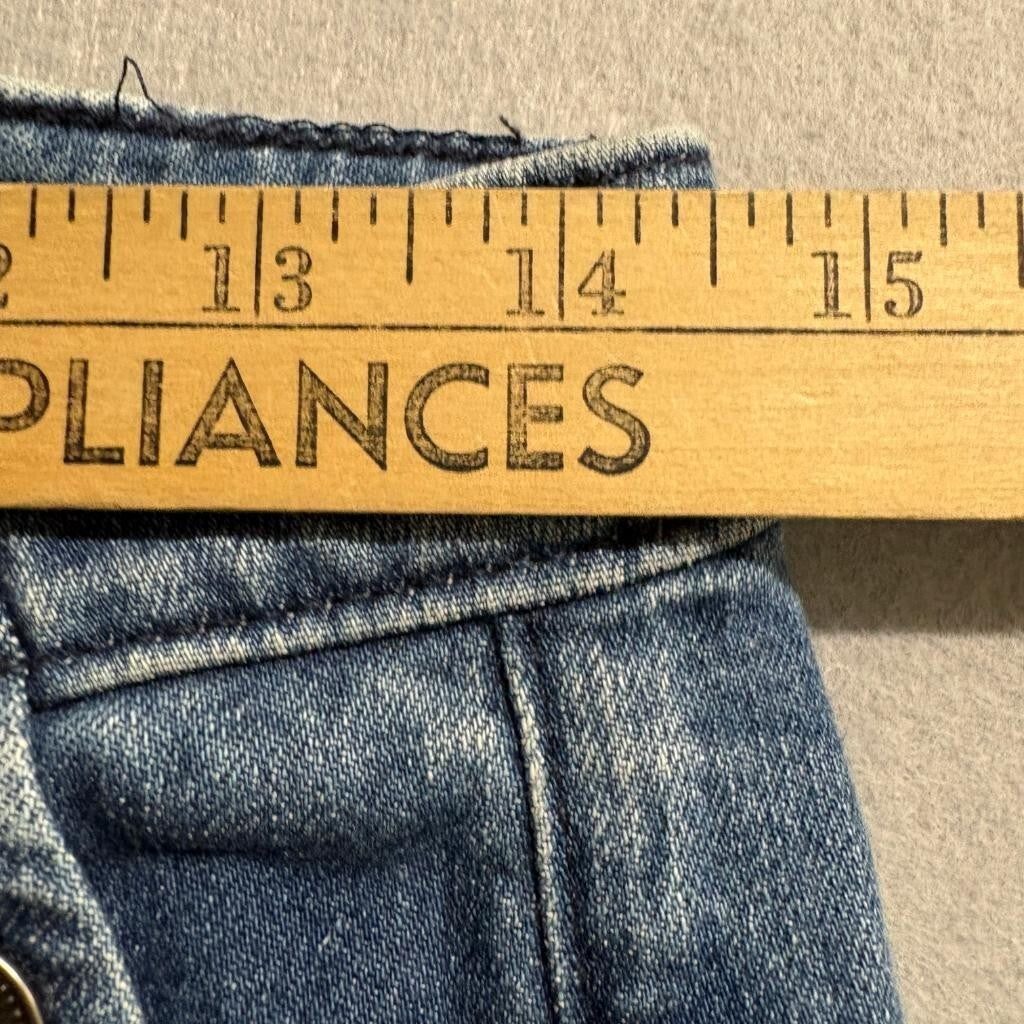 Gap 70s Flare Jeans Womens 8 29R Blue Sailor Button High Rise Stretch Denim