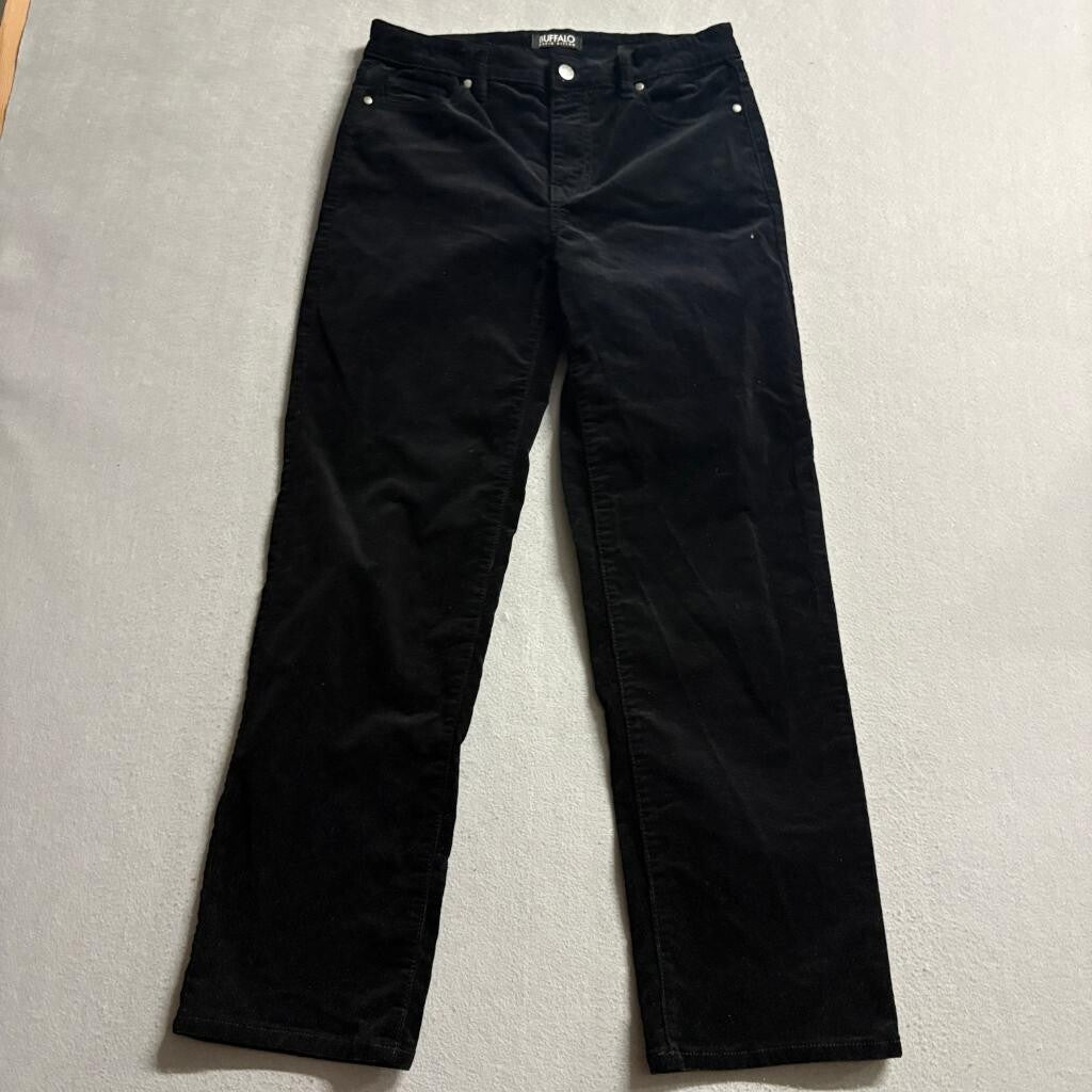 Buffalo David Bitton Nyla Corduroy Pants Womens 6/28 Black Straight Leg Stretch