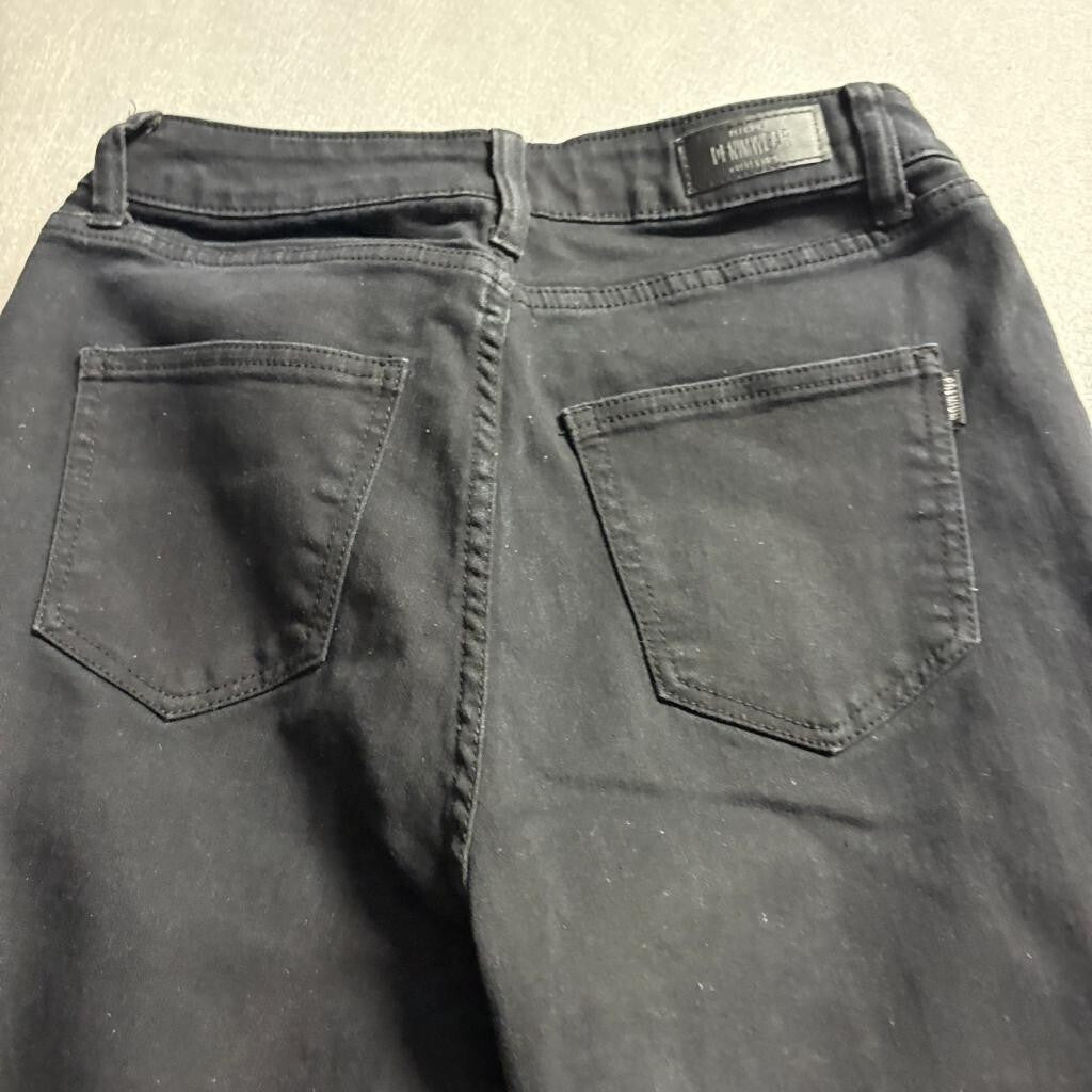 Premium Denimwear Womens Flare Jeans Size 13 L Black High Rise Raw Hem Stretch