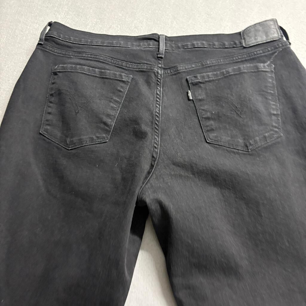 Levis 505 Straight Jeans Womens 16M Black Denim Stretch Pants W33 L32