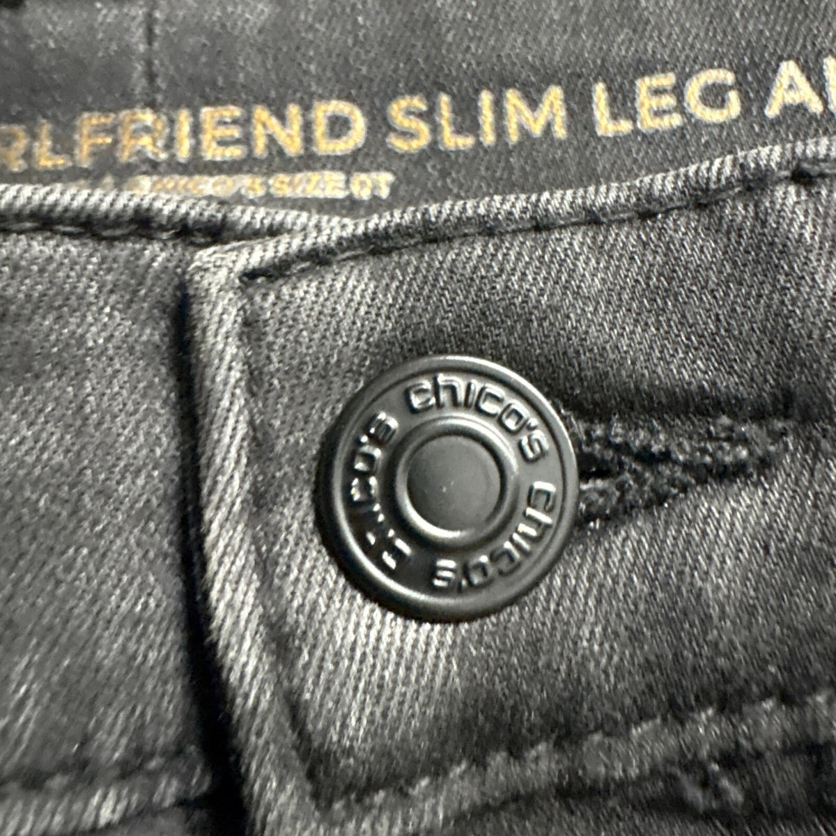 Chicos So Slimming Girlfriend Slim Leg Ankle Jeans Sz 0T Gray Beaded Floral Hem