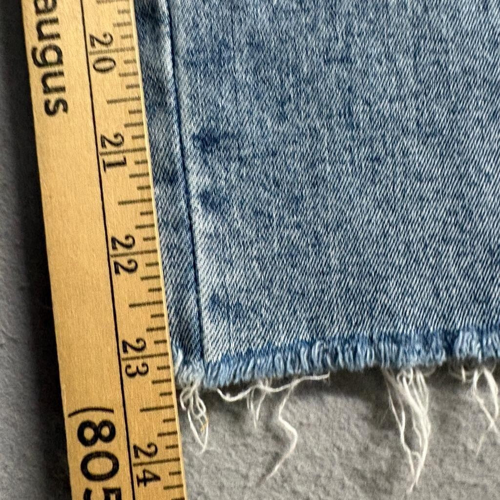 Cotton On Stretch Straight Leg Jeans Womens US 4 Blue Distressed Raw Hem Denim