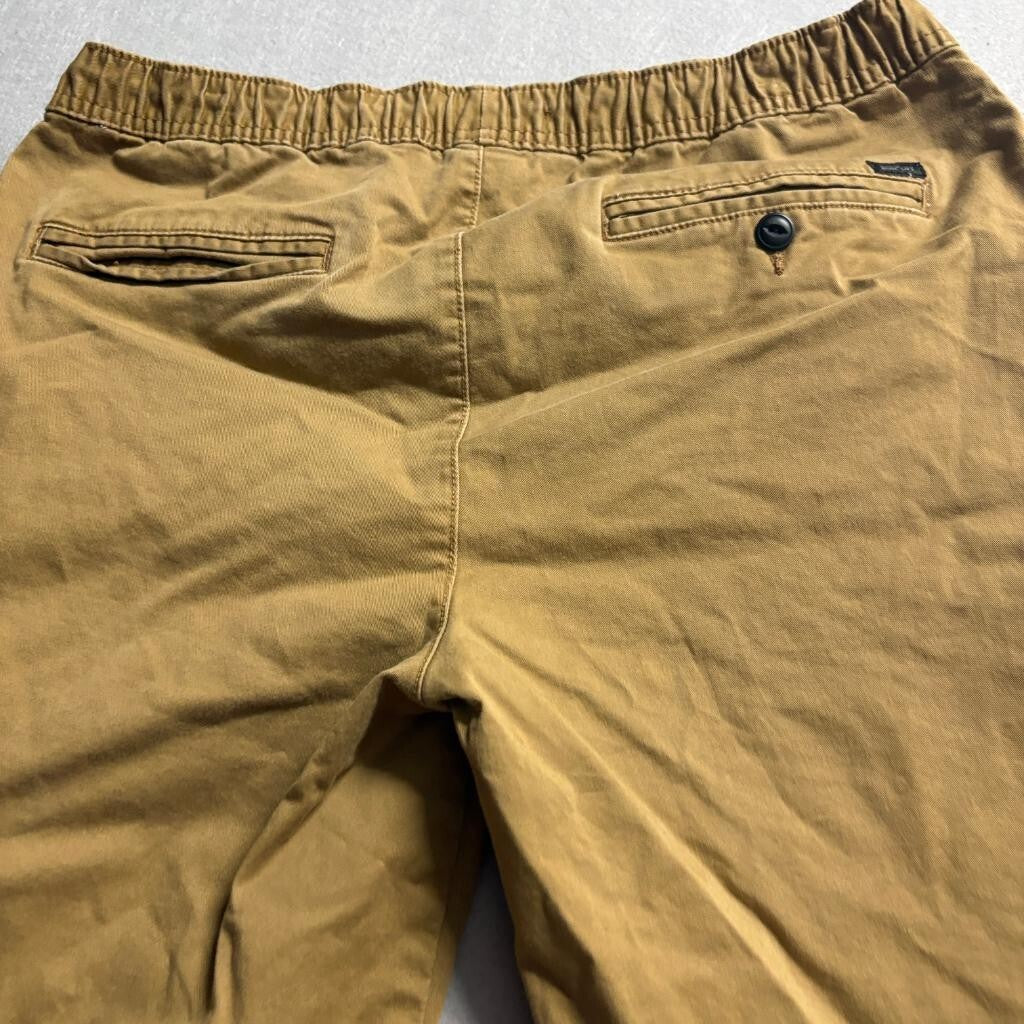 Amplify Mens Jogger Pants Medium Brown Khaki Cotton Blend Stretch Elastic Waist