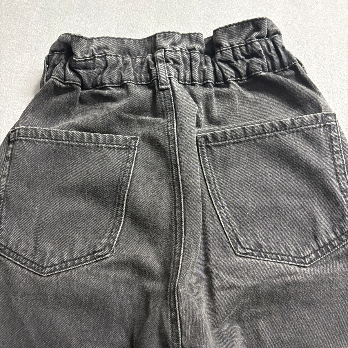 Zara Womens Black High Rise Elastic Paperbag Waist Mom Jeans Size 0 XS Inseam 25