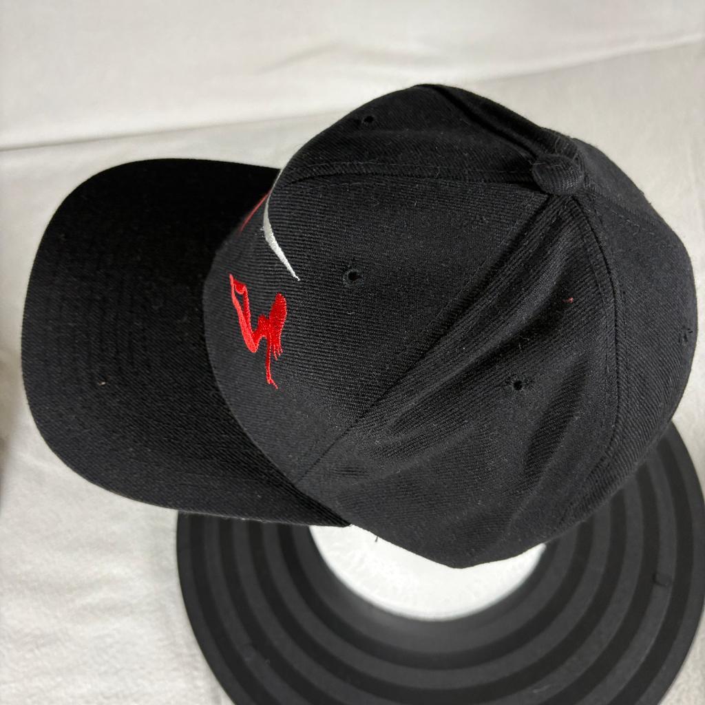 Vintage Kee and Ed Mudflap Girl Swoosh Snapback Hat Mens Black Wool Blend Cap