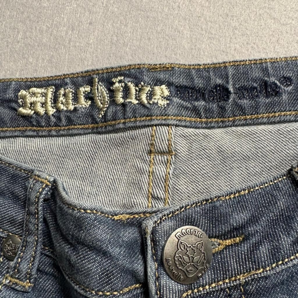 Machine Nouvelle Mode Jeans Womens Size 7 Blue Denim Straight Leg Embroidered