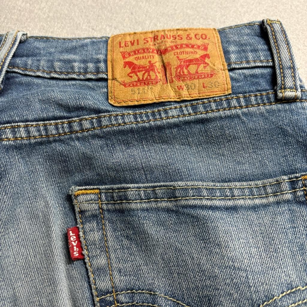 Levis 511 Slim Jeans Mens 30x30 Blue Denim Distressed Faded Workwear