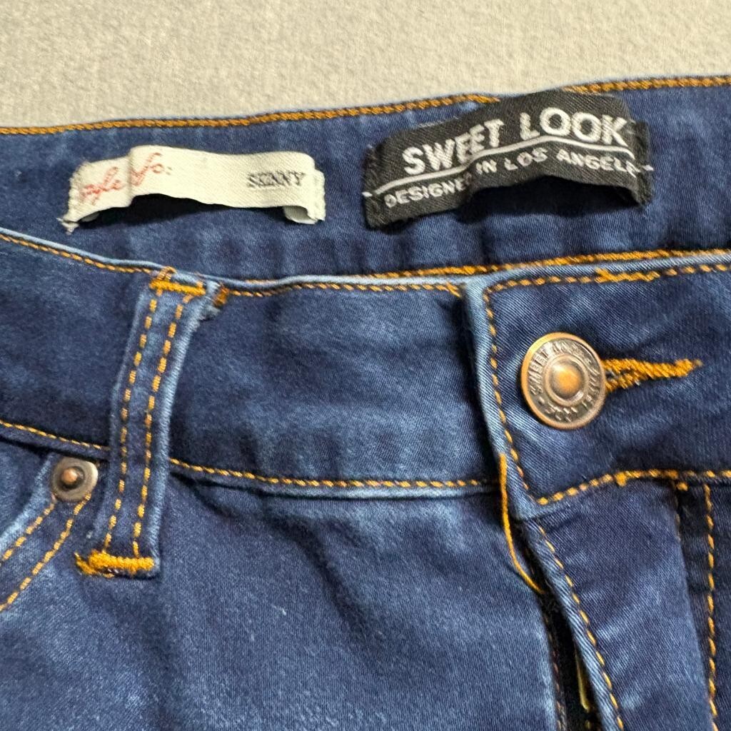 Sweet Look Premium Denim Skinny Jeans Womens Size 13 Dark Wash Stretch Blue