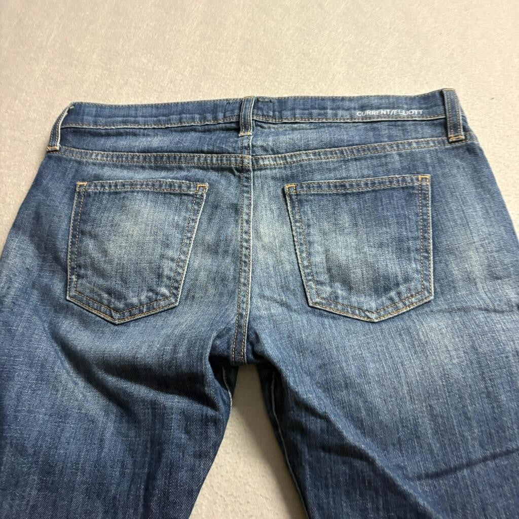 Current Elliott The Cropped Roller Jeans Womens Size 26 Wildcard Destroy Blue