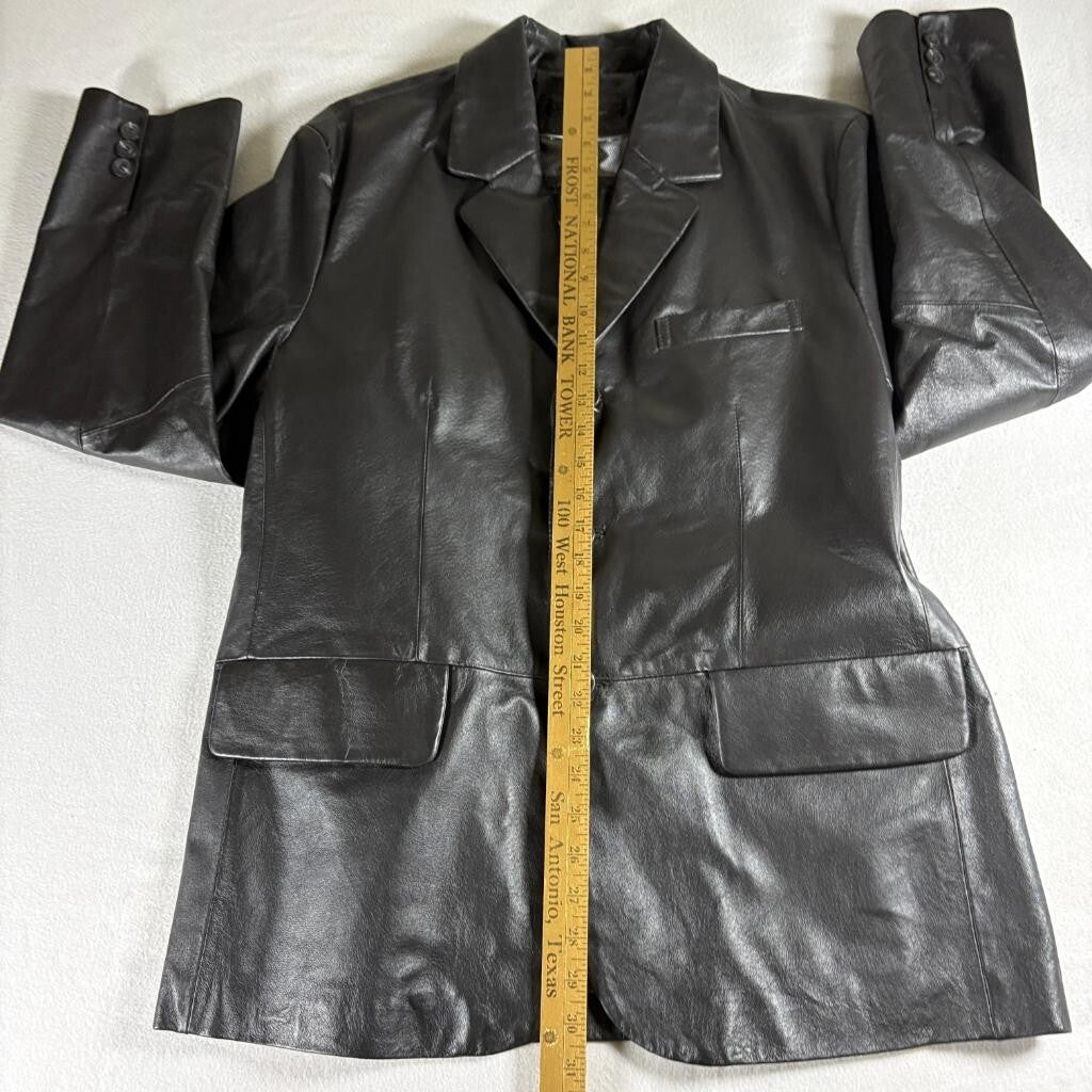 Excelled Leather Jacket Mens Medium Black 3 Button Blazer Sport Coat Genuine