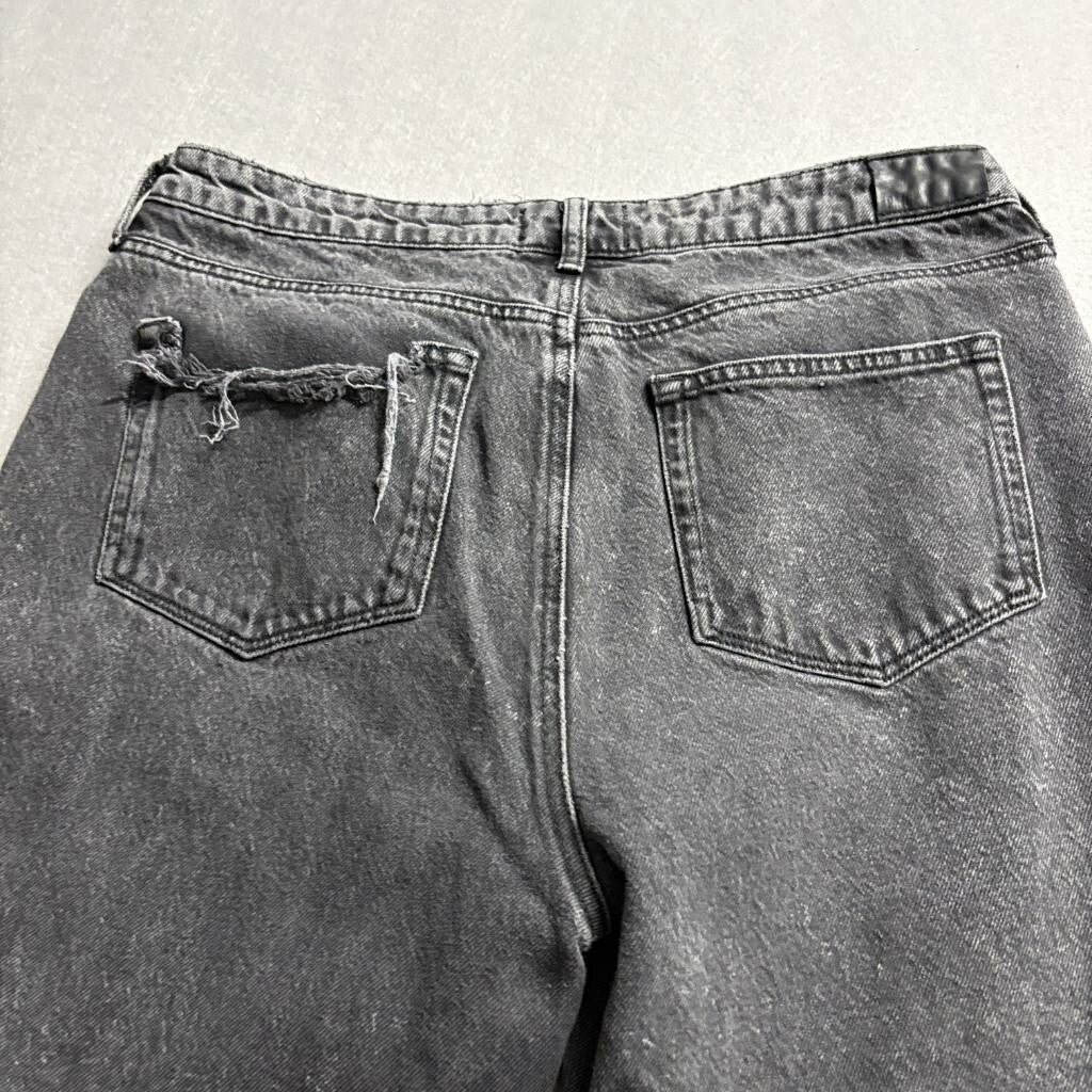 Paige Sarah Straight Ankle Jeans Womens 32 Gray Acid Wash Raw Hem Distressed