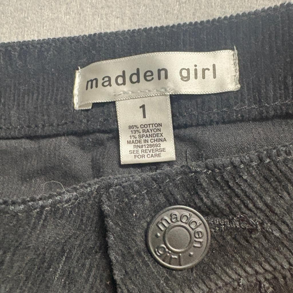 Madden Girl Corduroy Pants Womens 1 Black Stretch Skinny High Rise 26 Inseam