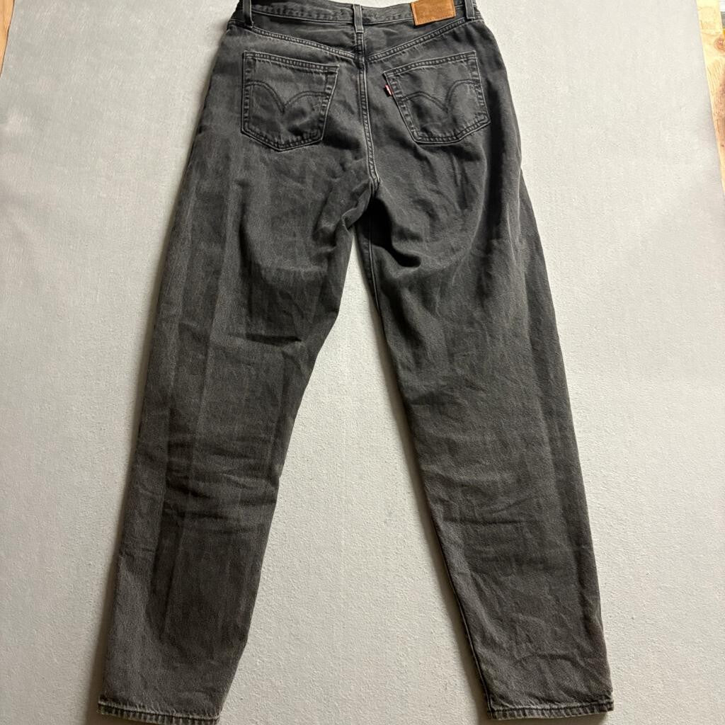 Levis Premium High Loose Taper Jeans Womens 29 Gray Black Denim High Rise