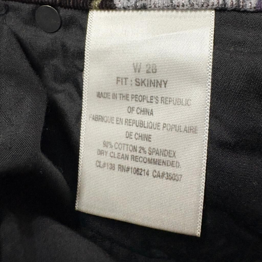 Else Floral Corduroy Skinny Pants Womens Size 28 Brown Rose Print Stretch