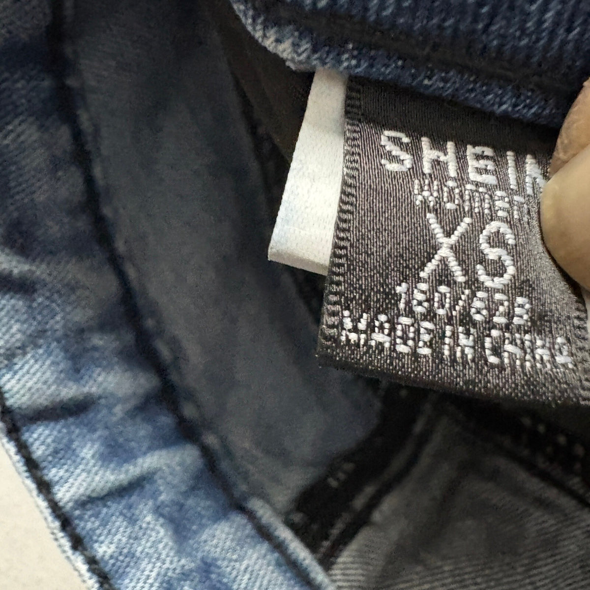 SHEIN Two Tone Jeans Womens XS Blue Black Colorblock High Rise Straight Leg