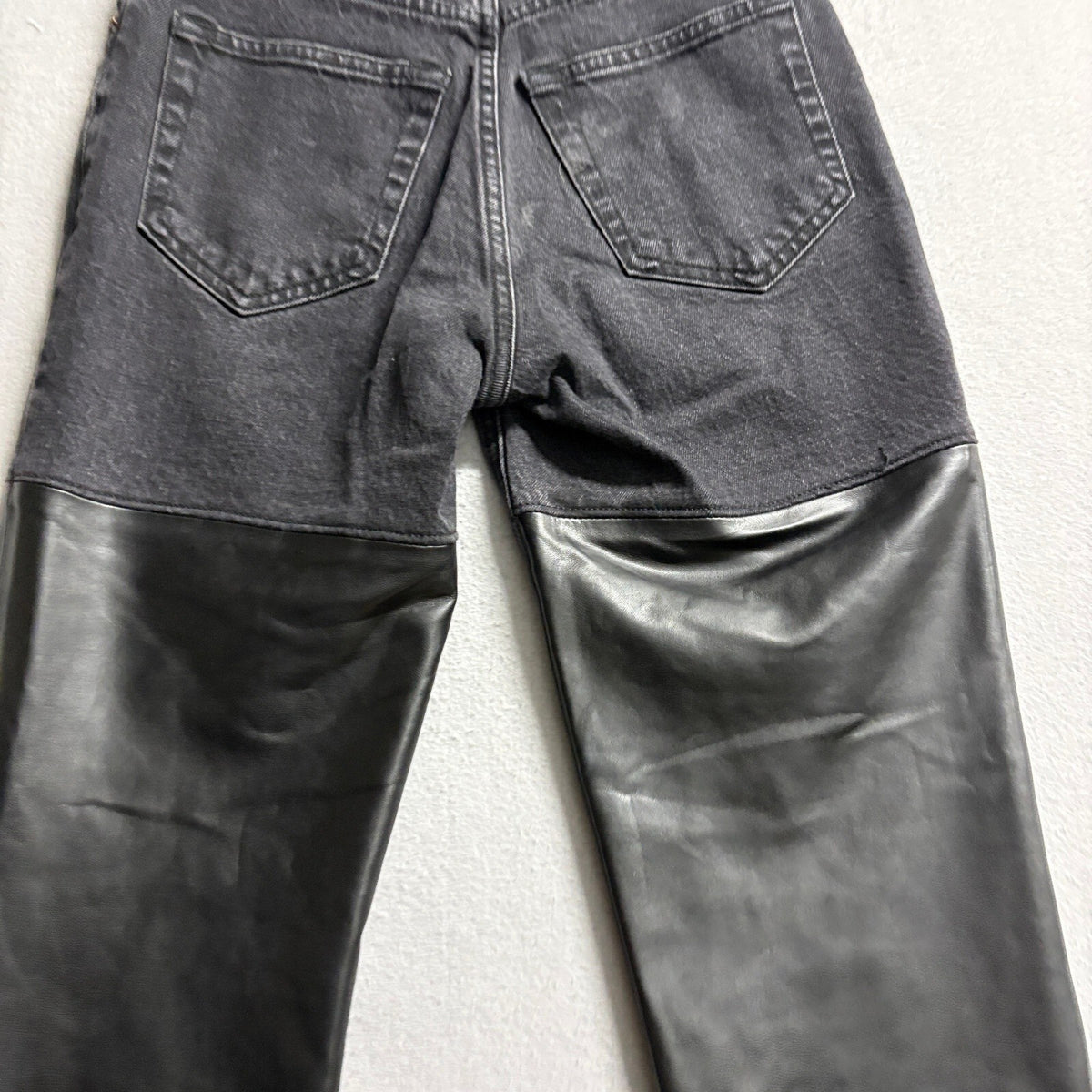 Abercrombie & Fitch 90s Straight Ultra High Rise Faux Leather Denim Jeans 24