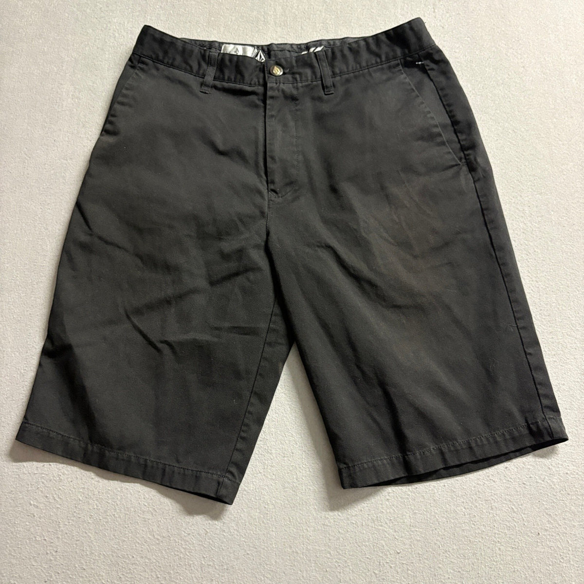 Volcom Stone Corpo Class Chino Shorts Mens 32 Black Cotton Twill Skate Casual
