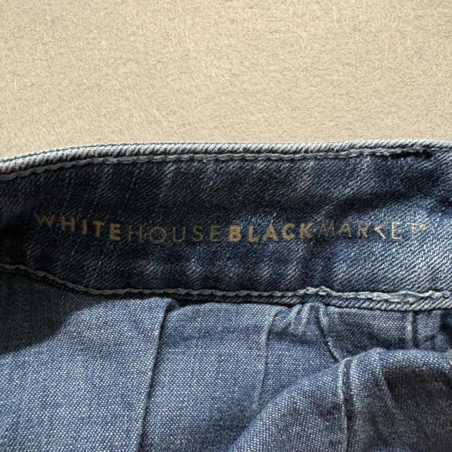 White House Black Market The Slim Jeans Womens 8 Mid Rise Blue Embroidered Hem
