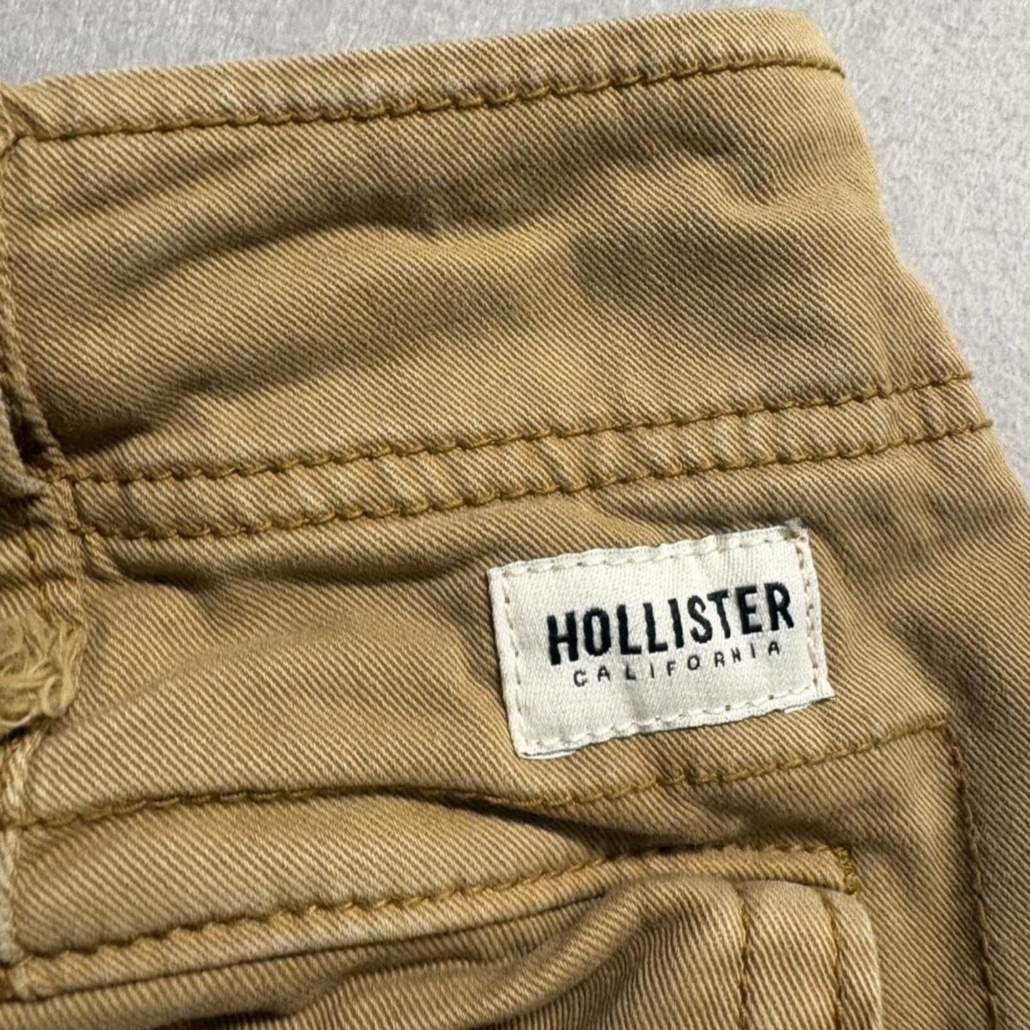 Hollister Cargo Pants Mens 36x32 Khaki Tan Stretch Cotton Straight Leg Utility
