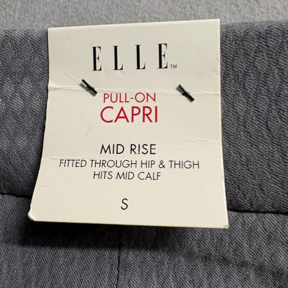 Elle The Polished Stretch Capri Pants Womens Small Gray Diamond Pattern Pull On