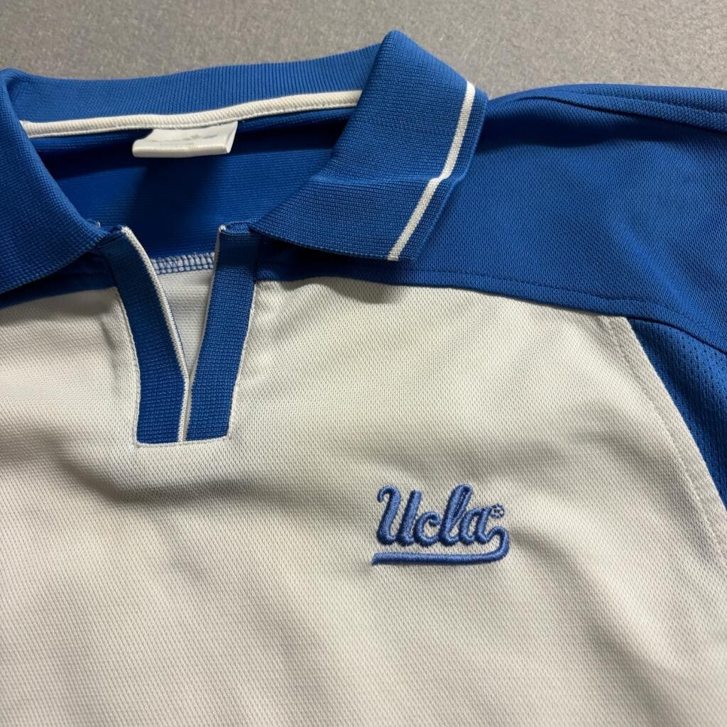 UCLA Bruins Adidas Climacool Polo Shirt Womens Medium Blue White NCAA Golf Tee