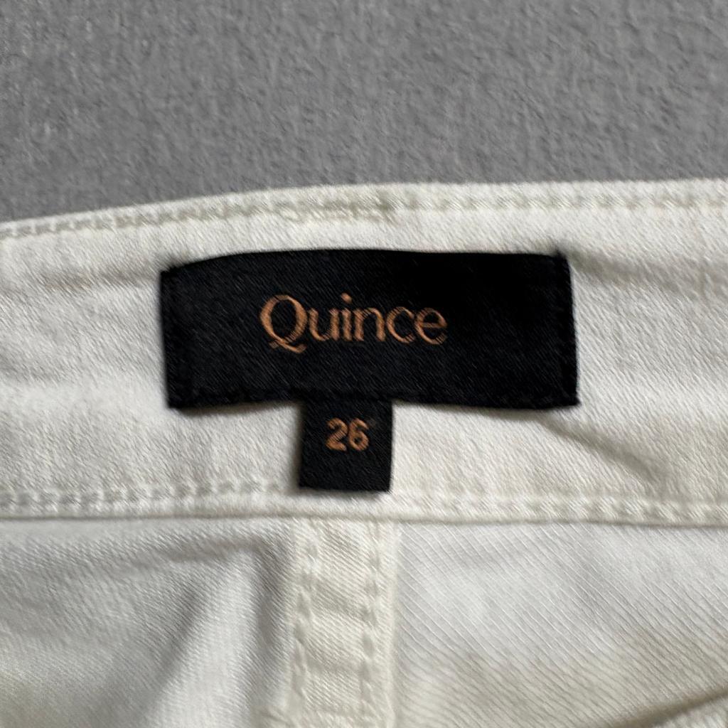 Quince Premium Denim White Straight Leg Jeans Womens Size 26 Stretch Cotton