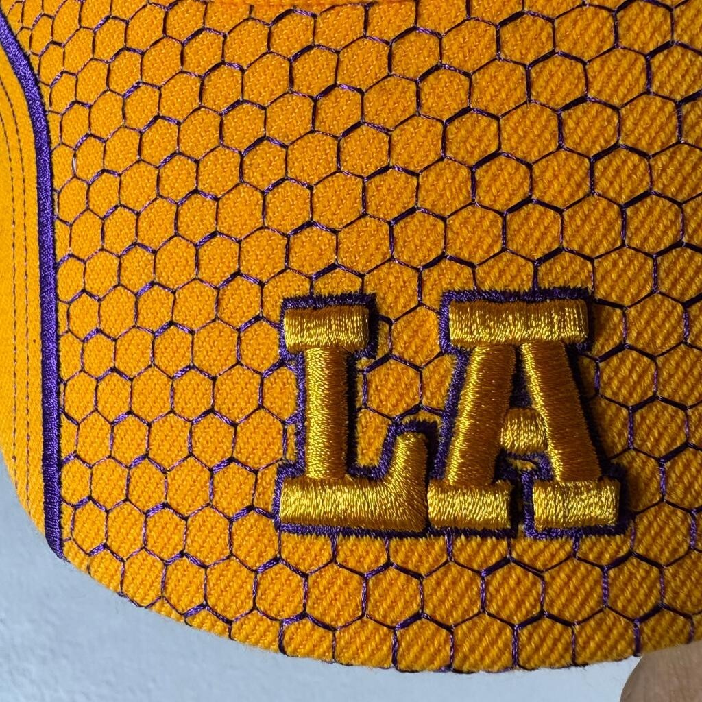 Los Angeles Lakers Hat Sam's Cap Yellow Purple LA Embroidered Hook Loop