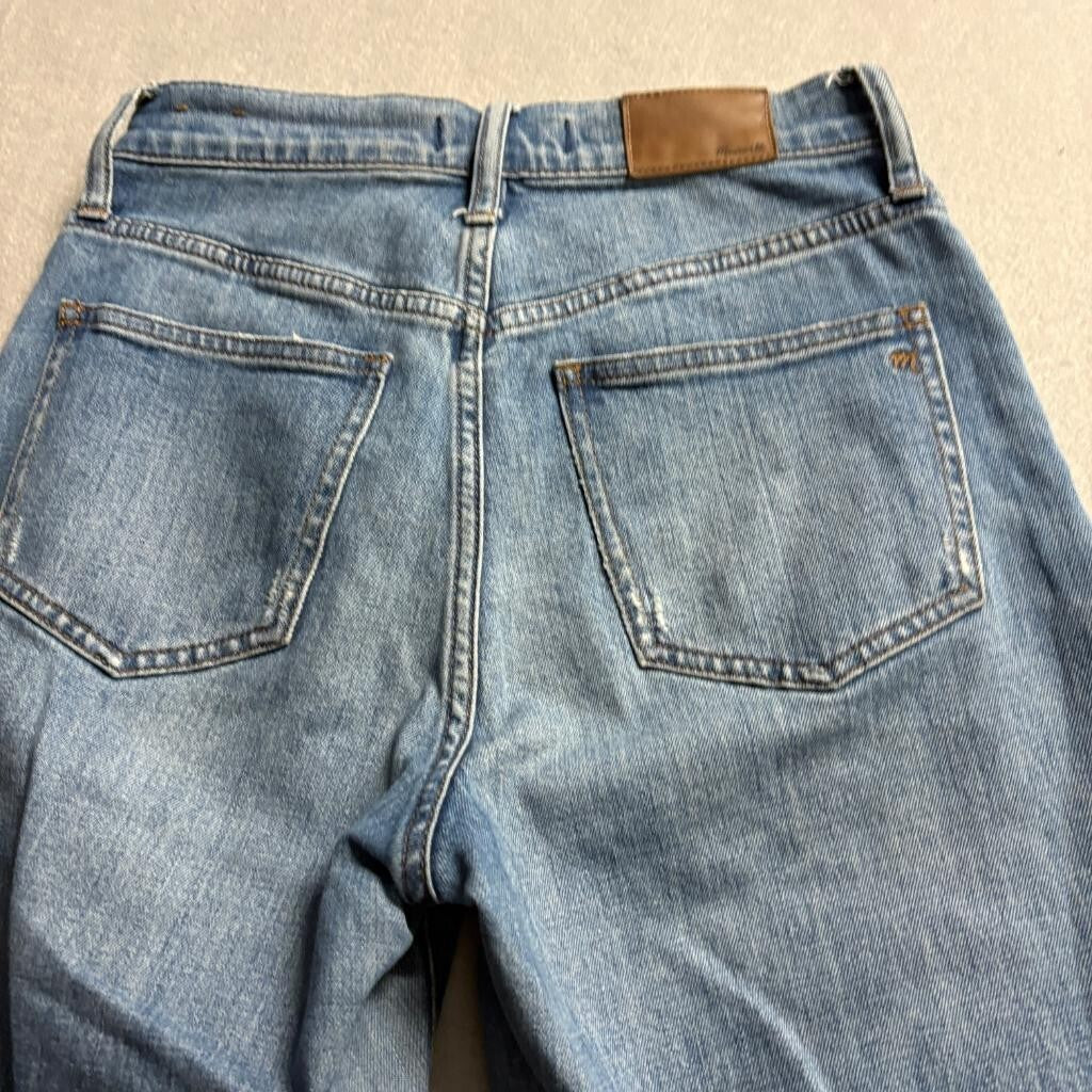 Madewell The Perfect Vintage Jean Womens 25 Blue Denim High Rise Raw Hem Stretch