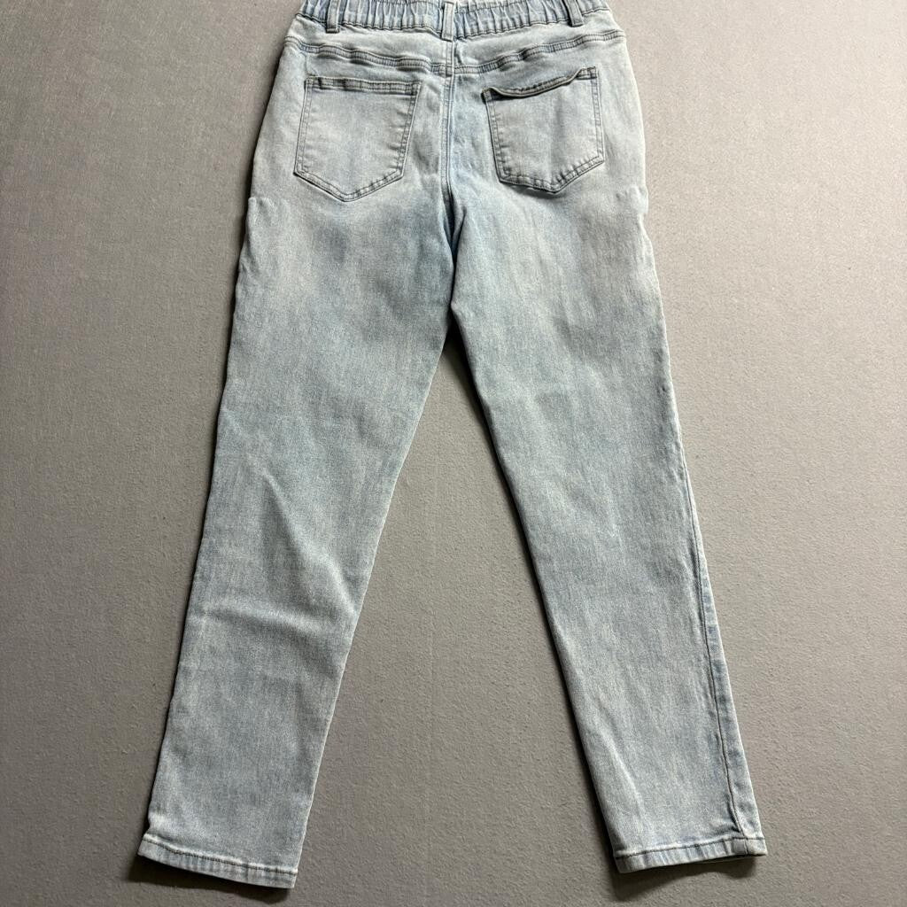Simple Society Jogger Jeans Womens Size 7/28 Light Wash Elastic Waist Denim