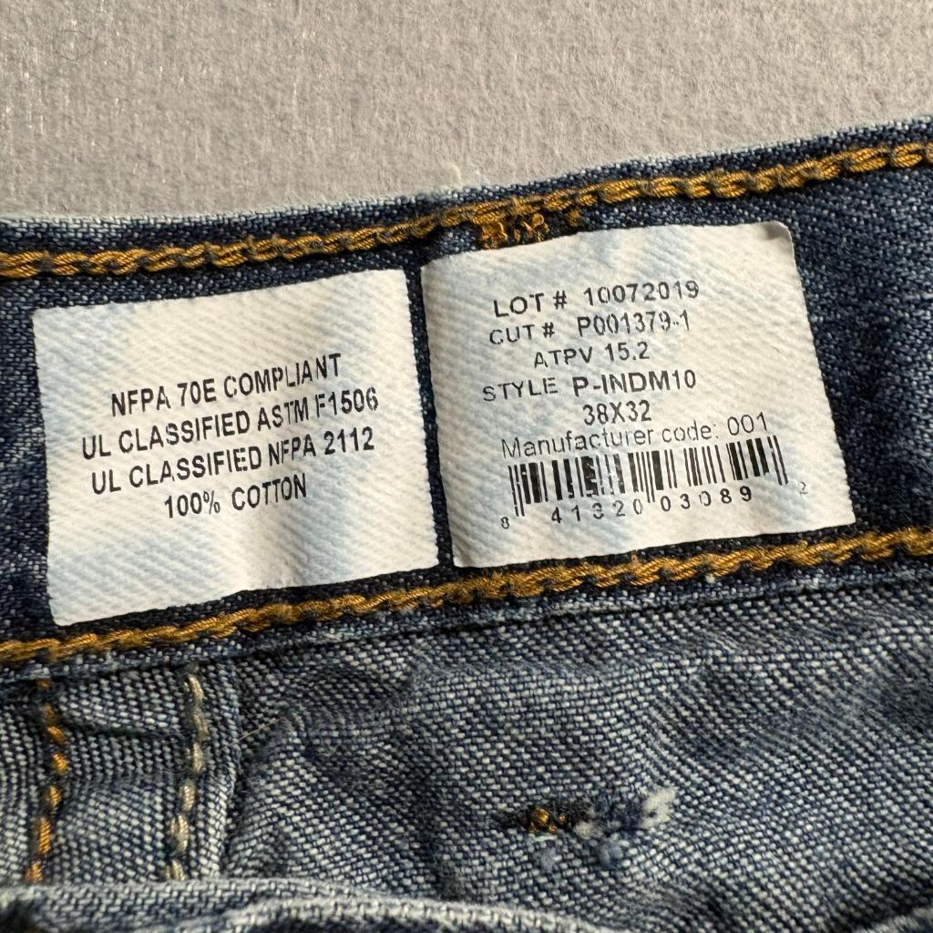 Lapco FR Flame Resistant Jeans Mens 38x32 Blue Denim Work Utility Pants