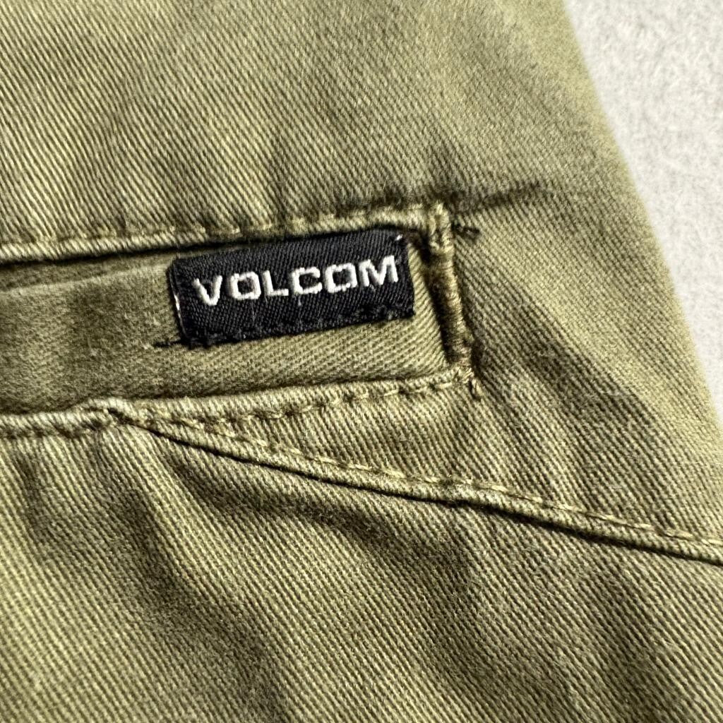 Volcom Mens Chino Pants Size 29 Green Cotton Blend Casual Skate Trousers