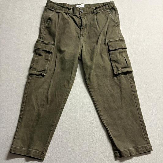 I Love Ugly Cargo Pants Womens Large Green Cotton Blend Cropped Utility