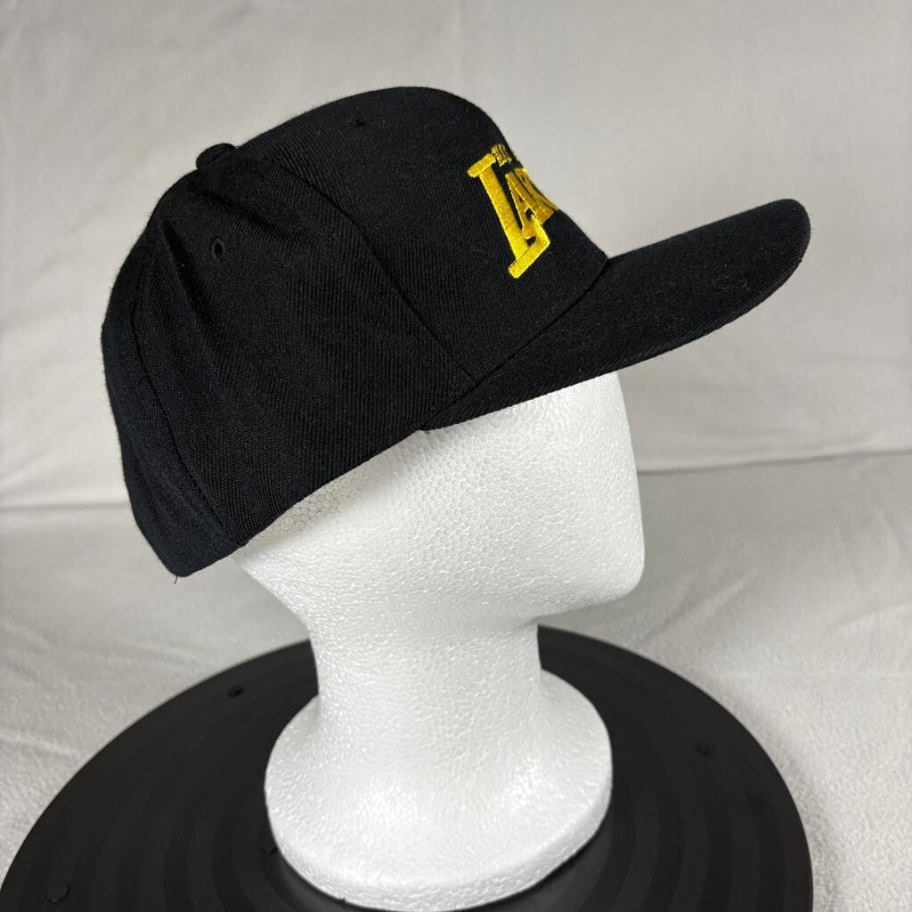 Vintage Los Angeles Lakers Snapback Hat Black Wool Blend Green Under Visor Cap