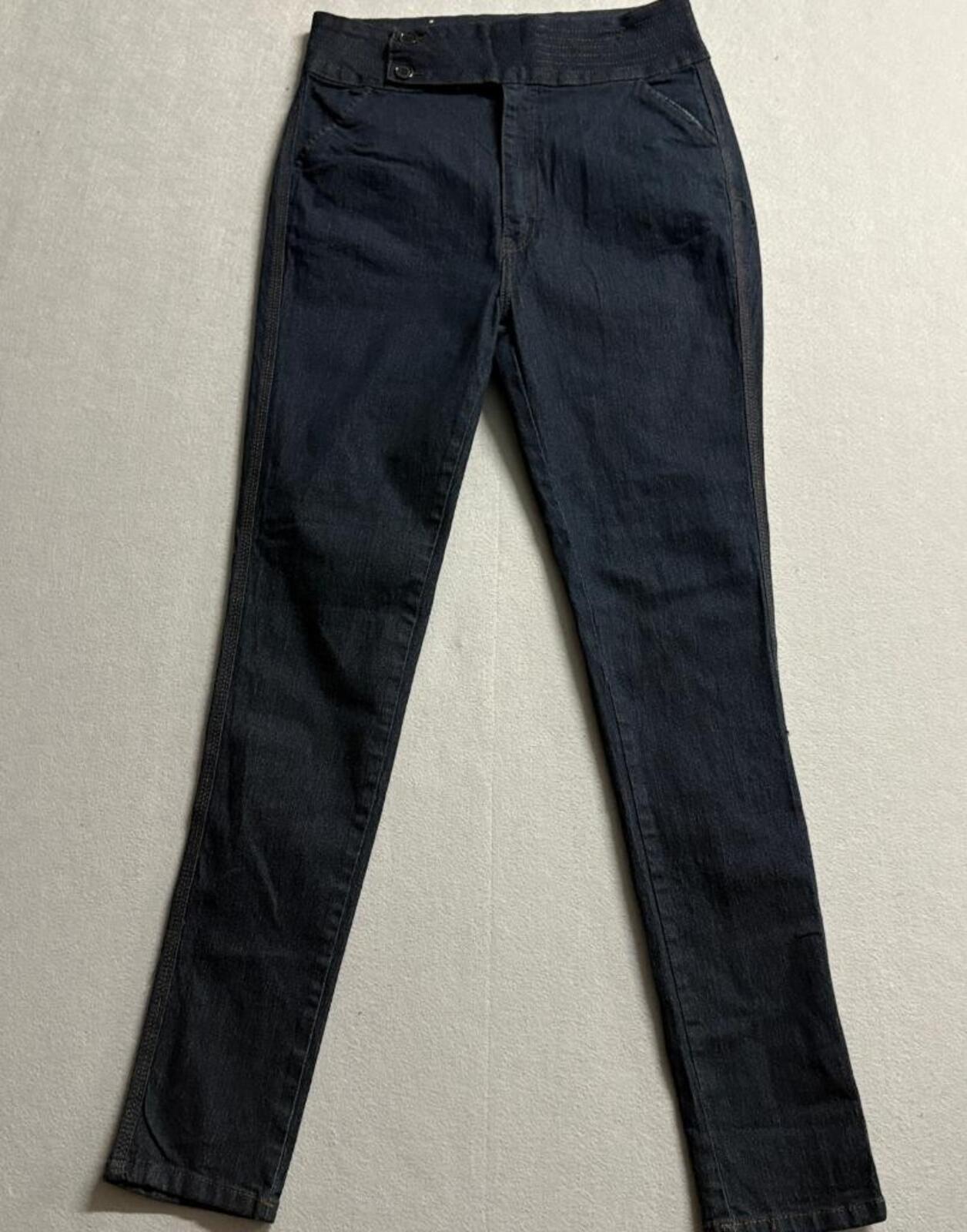 Diamante Womens High Rise Skinny Jeans Dark Wash Stretch Denim Size 30x31 Made