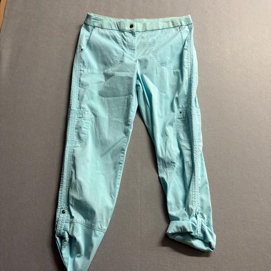 Chico's Crop Utility Cargo Pants Womens Size 1 Aqua Blue Stretch Cotton Blend