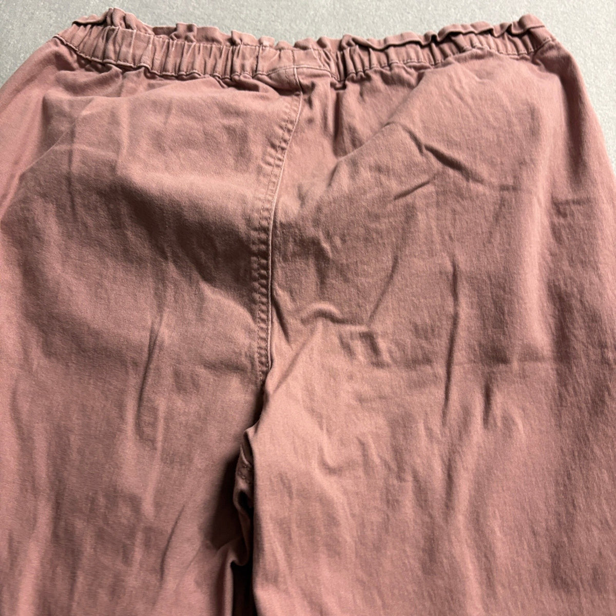 Sound Style Pants Womens Medium Pink Mauve Wide Leg Raw Hem Elastic Waist