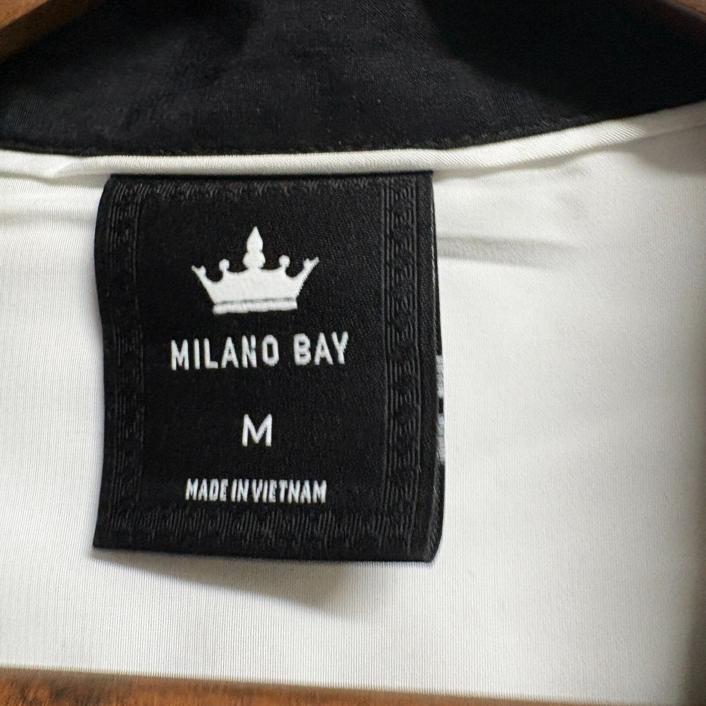 Milano Bay Retro Bowling Shirt Camp Collar Colorblock M Fits Like M Black White