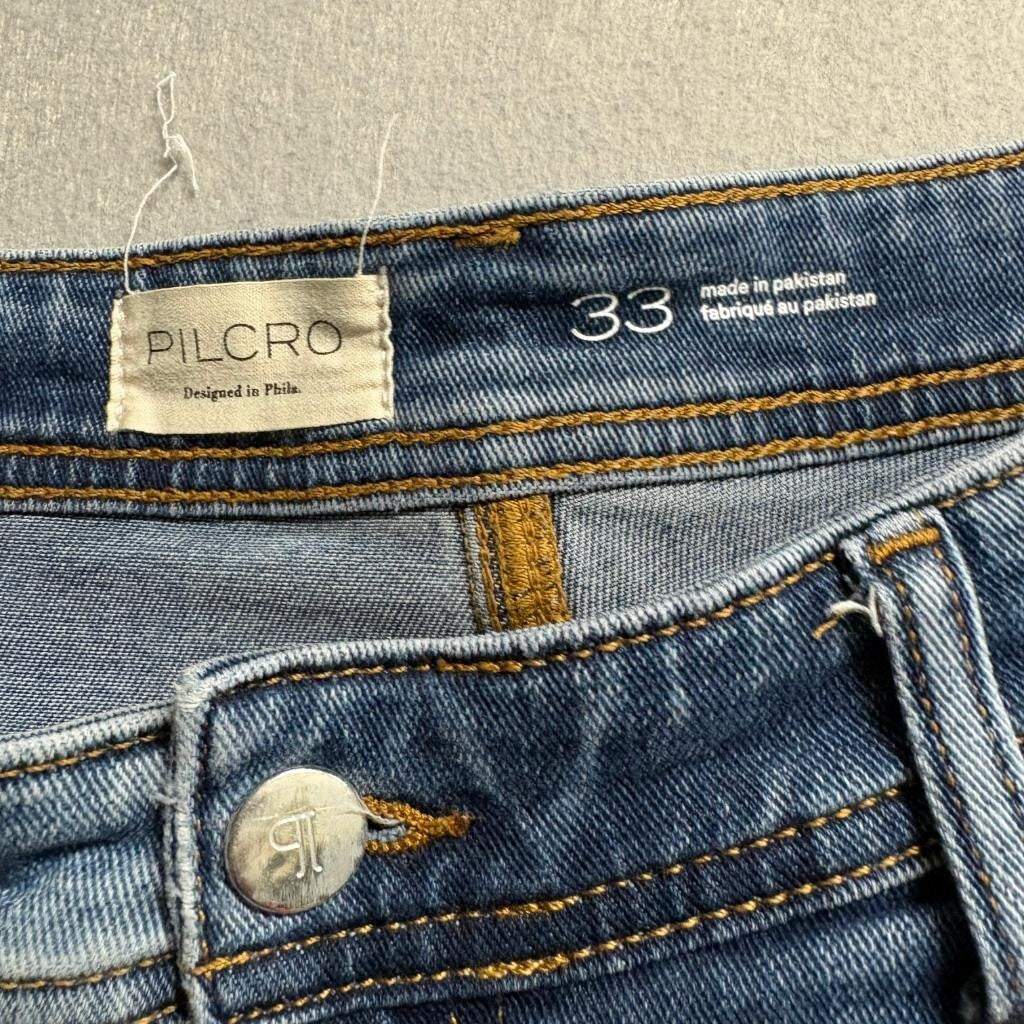 Pilcro and the Letterpress Jeans Womens 33 Blue Denim Straight Leg Mid Rise