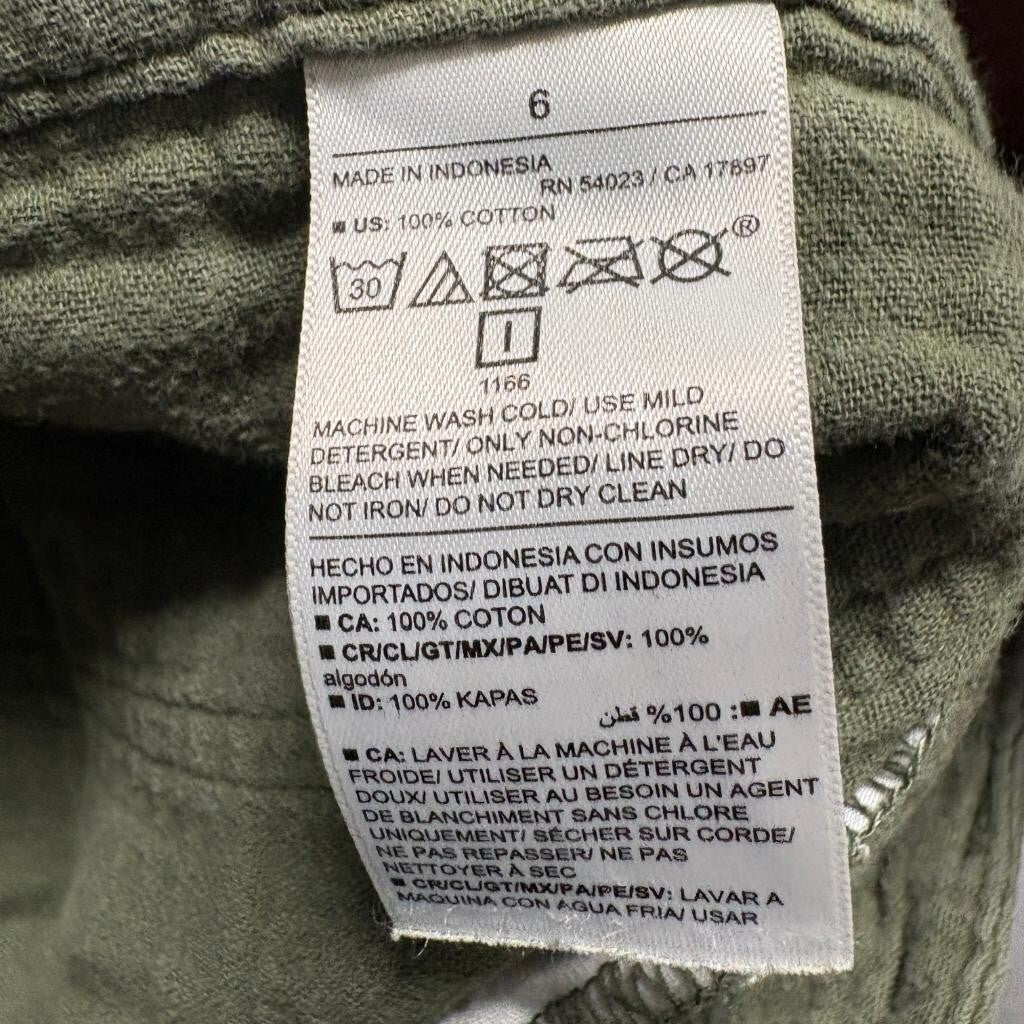 Old Navy Womens Pants Size 6 Green Cotton Double Gauze Utility Carpenter Casual