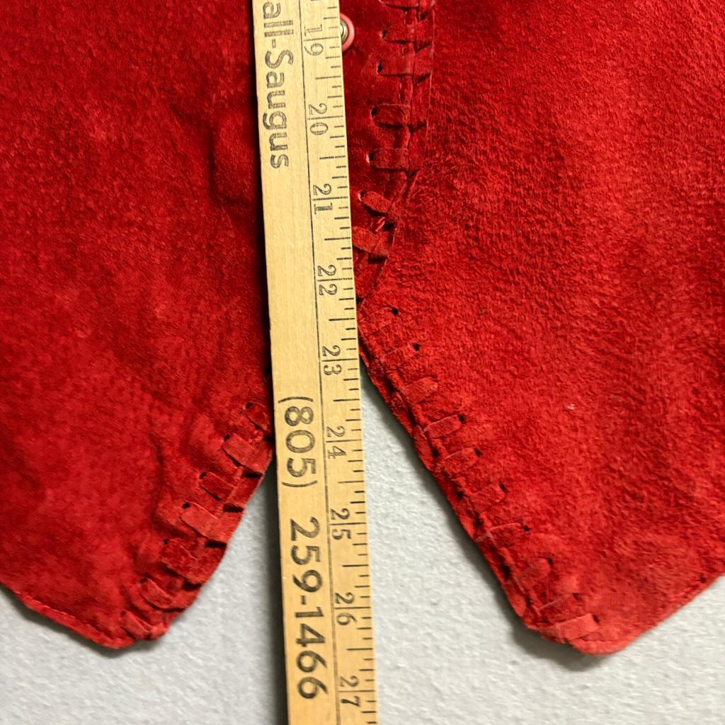 Ivy Club Classics Red Leather Vest Womens Large Suede Whipstitch Boho Western