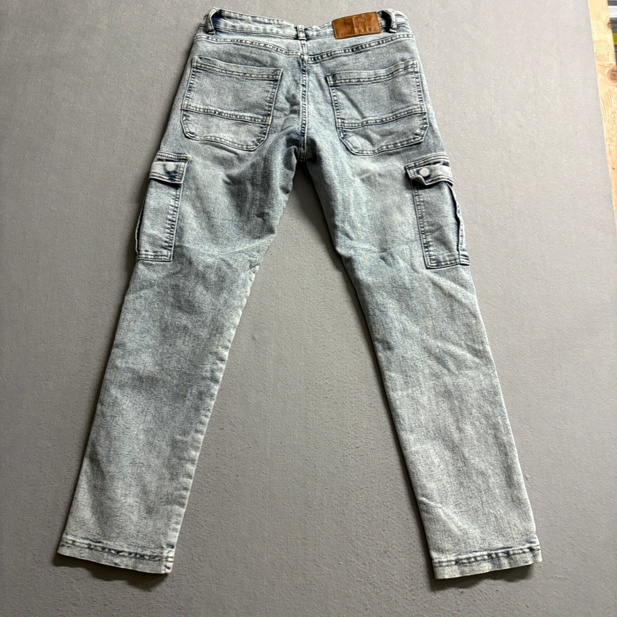 Refinery Republic Cargo Jeans Womens 30 Acid Wash Blue Denim Utility Pockets