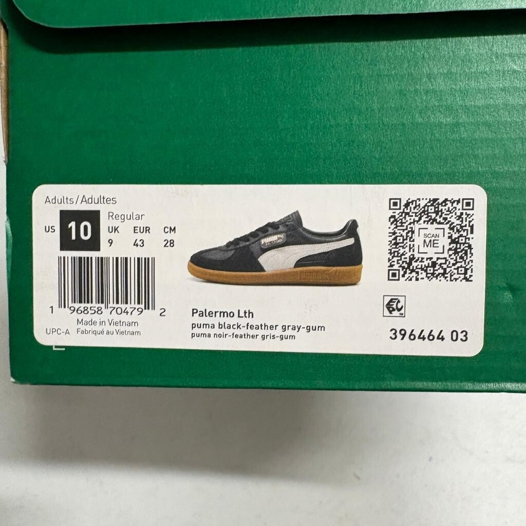 Puma Palermo Lth Black Feather Gray Gum Mens Size 10 Leather Sneakers 396464-03