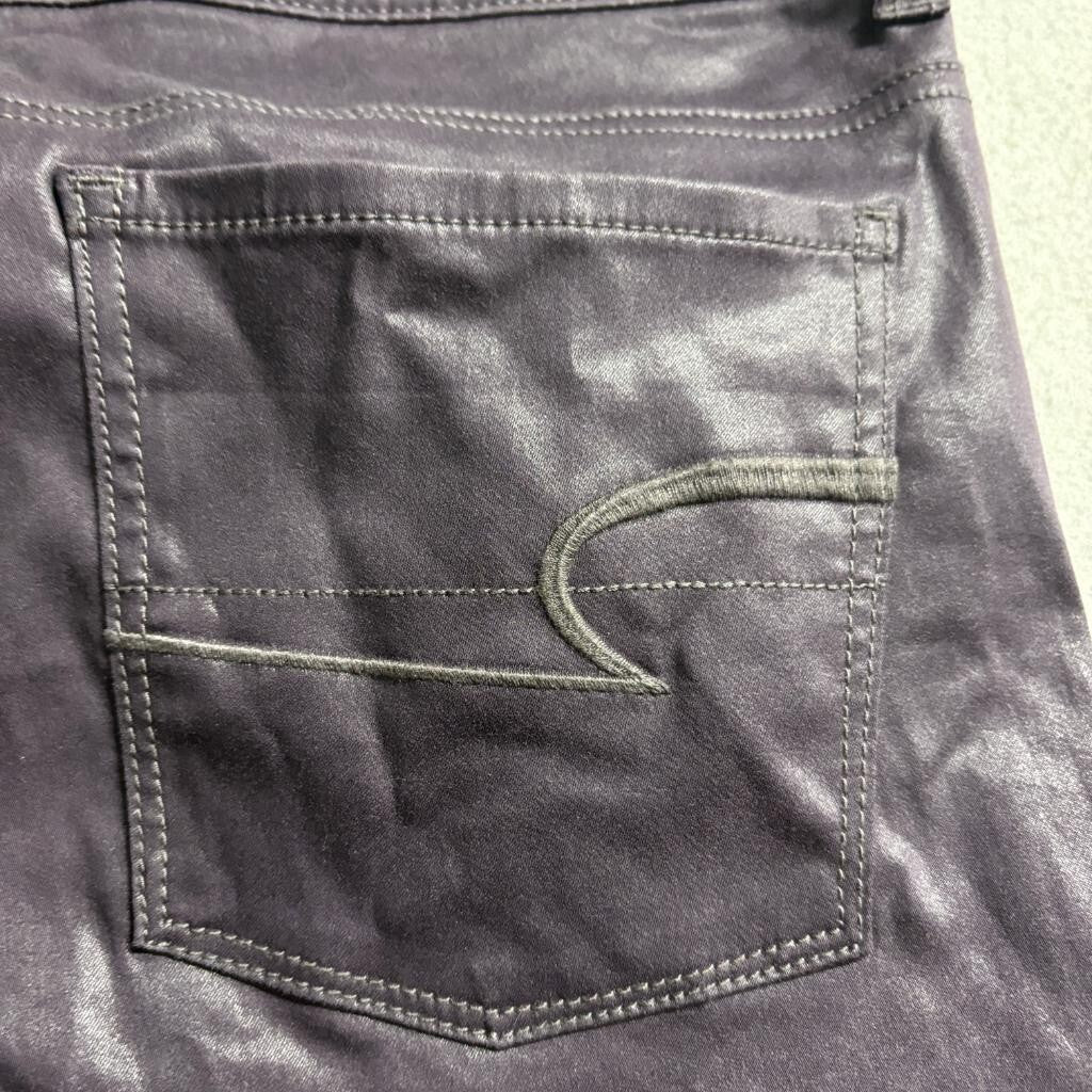 American Eagle Hi-Rise Jegging Jeans Womens 10 Purple Coated Waxed Stretch