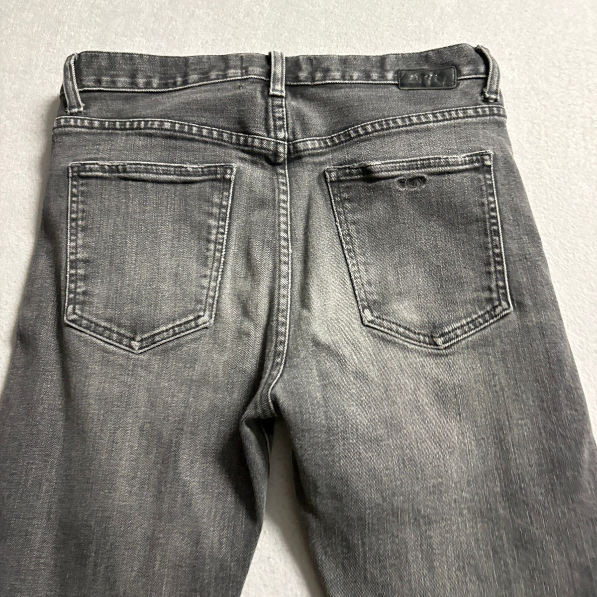 CQY Denim Slim Straight Jeans Womens Size 27 Gray Washed Button Fly Made in USA