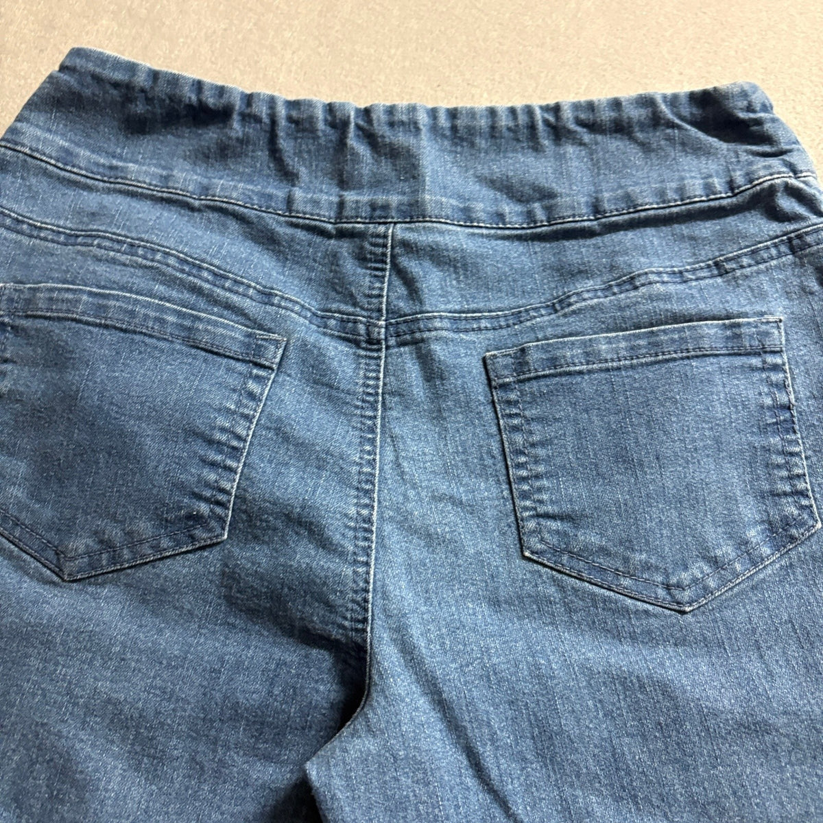 Blair Womens Pull On Denim Crop Pants Size 10 Blue Stretch Elastic Waist Capris