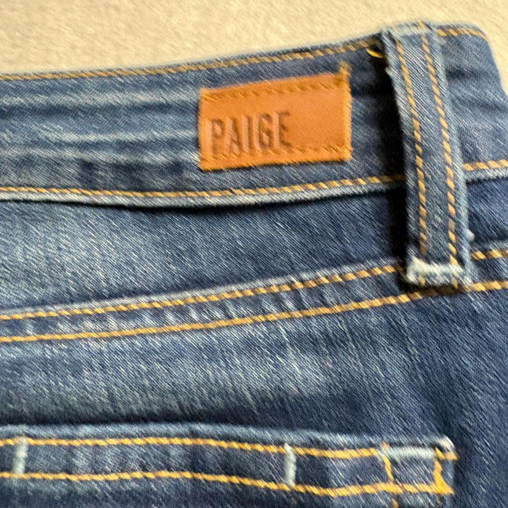 Paige Penny Flare Jeans Womens 27 Blue Denim Stretch Made in USA