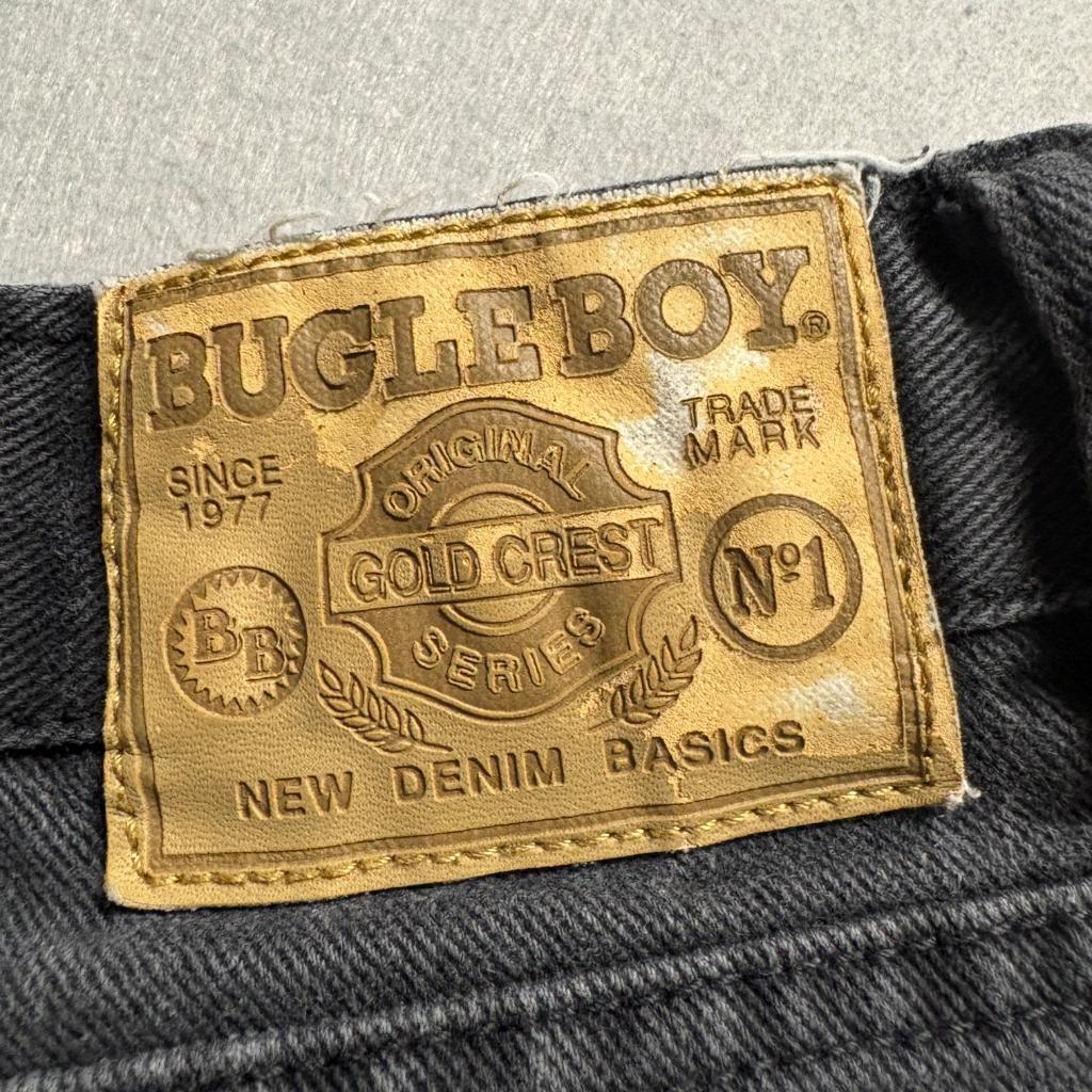 Vintage Bugle Boy Jeans Mens 30x30 Black Denim Gold Crest Series 90s