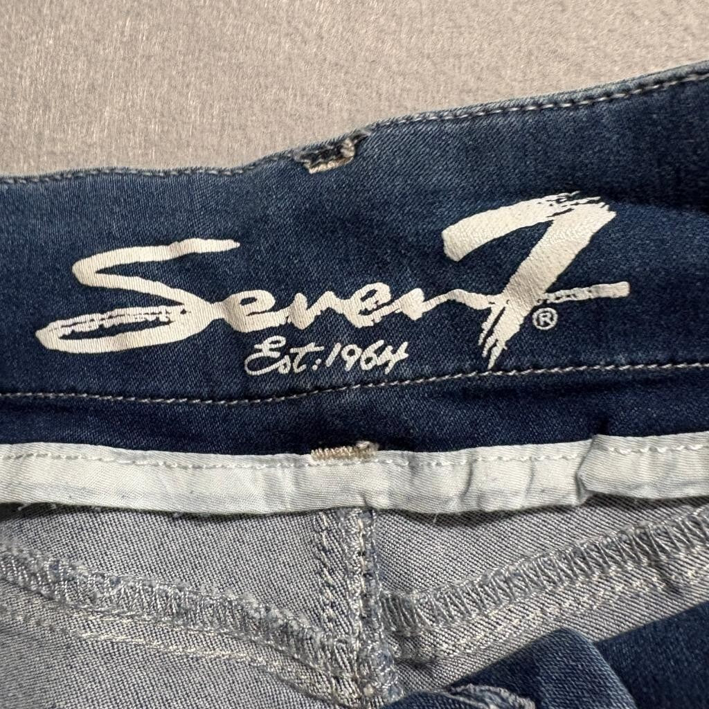 Seven7 Tummy Less Slimmer Legging Jeans Womens Size 14 Light Wash Stretch Denim